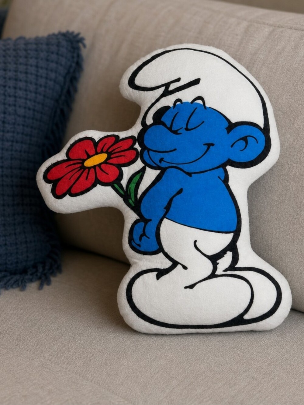 Vtg 1980s Smurf Cut & Sew Doll Fabric Panel Peyo Uncut Pillow Craft